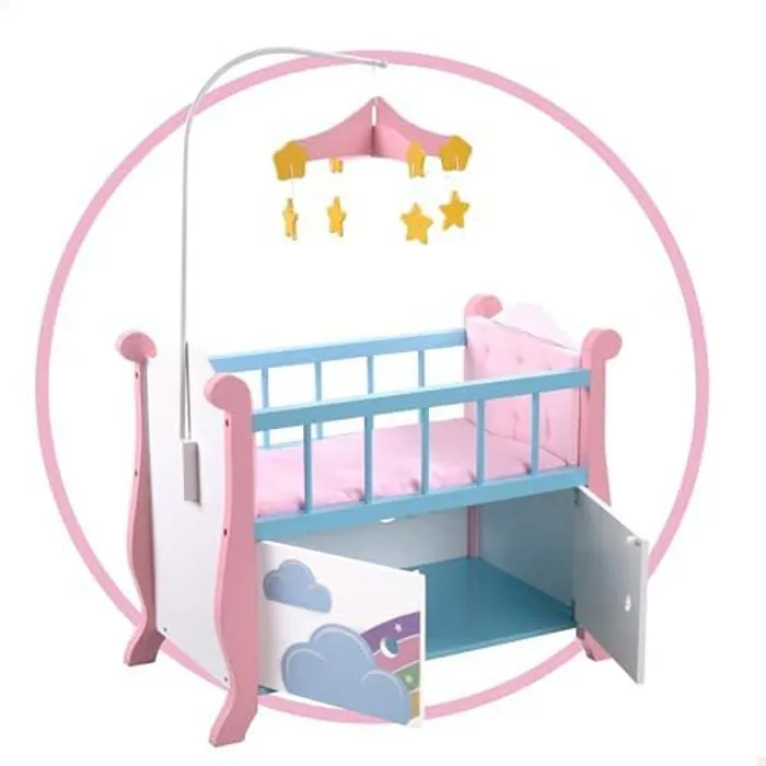 Berceau en Bois - WOOMAX - Modèle 85401 - Jouet pour bébés et poupées - Dimensions 57x31x81 cm - Multicolore-1