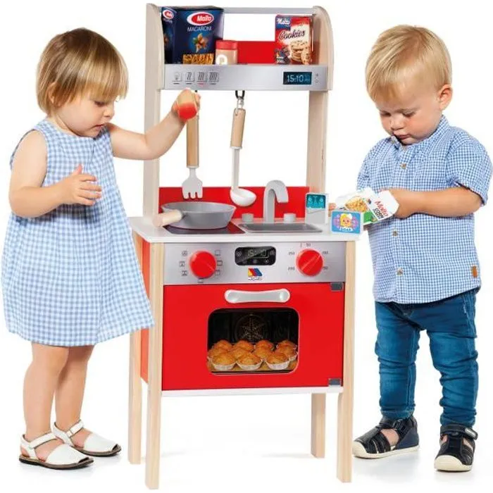 Jouet de cuisine en bois - MOLTO - My First Kitchen - Rouge - Mixte - 10 accessoires-0
