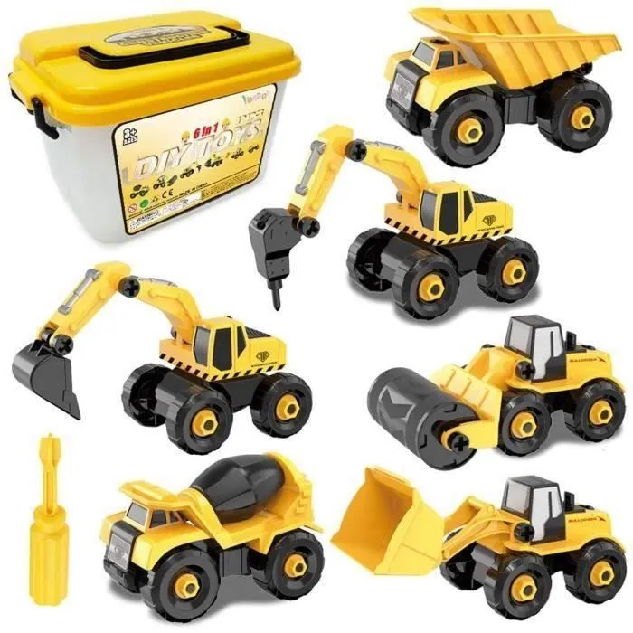 Ensemble de camion de construction bricolage 6ps, jeu éducatif pour enfants pour garçons et filles-0