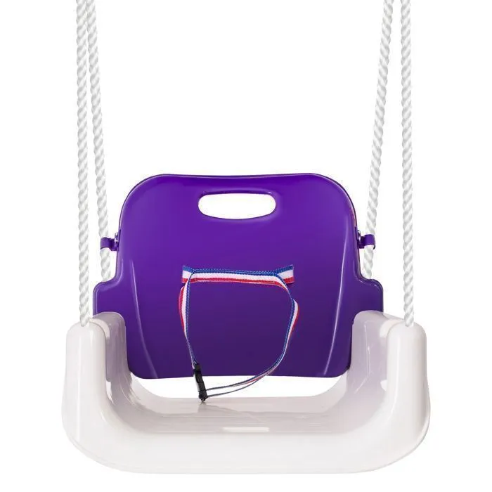 COIL Balançoire de jardin pour enfants, balançoire pour enfants, solide, 3 en 1 + ceintures, jusqu'à 60 kg, blanc-rose-4