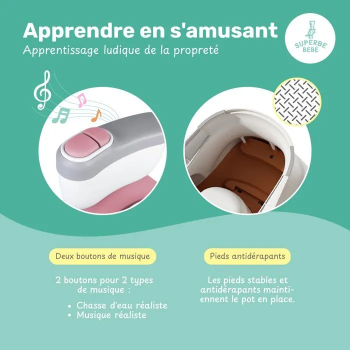 Pot Toilette Bébé Avec Son Pour Apprentissage De La Propreté - Toilette Bebe Et Enfant - Confortable,Anti Dérapant Avec Bruit De-5