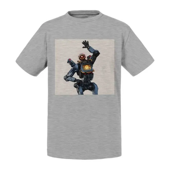 T-shirt Enfant Gris Apex Legends Pathfinder Battle Royale Jeux Video Robot-0