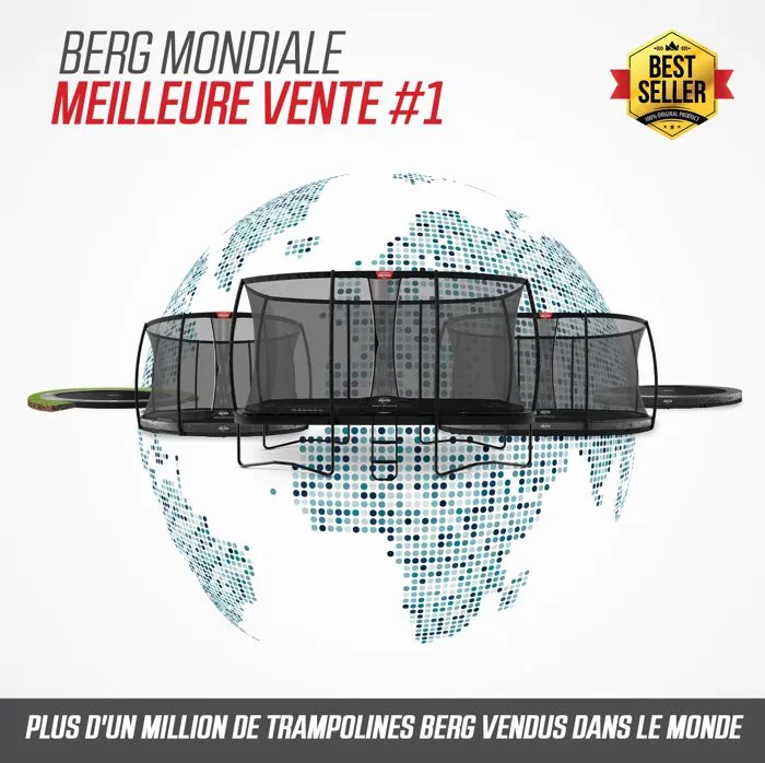 Trampoline BERG Champion + Filet séc. InGround Ovale 350x250 Gris anthr.-3
