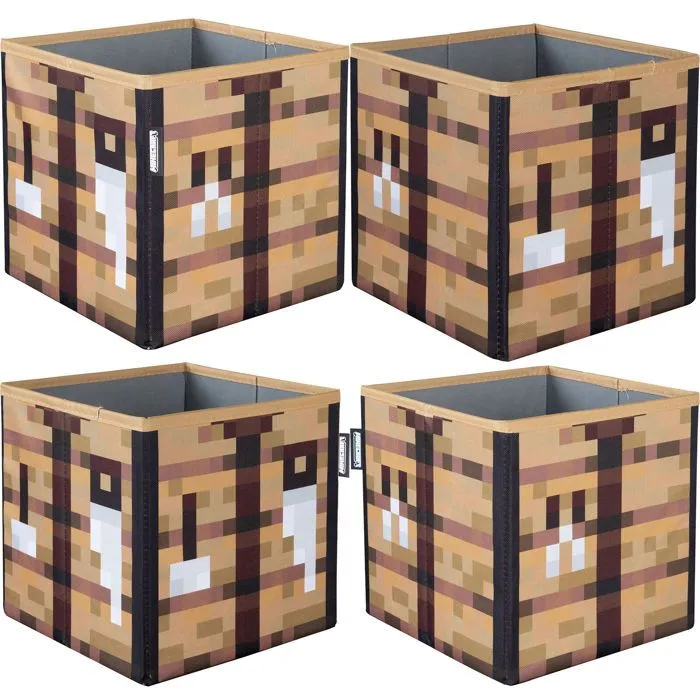 Lot de 2 Bacs de Rangement Pliables - ROBA - Minecraft – Creeper & Table de Craft – Organisation Ludique et Pratique-4