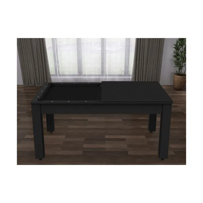 Billard convertible table 6 personnes Texas (plateau et accessoires en option) Noir grainé et noir (tapis)-4