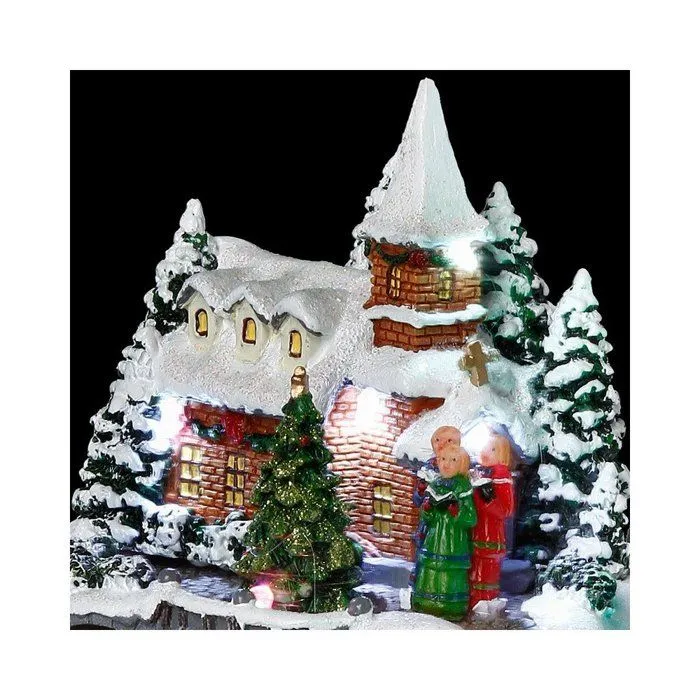Village de noël animé avec traîneau et Père Noël - Multicolore - L 23,8 x H. 16,1 cm-3