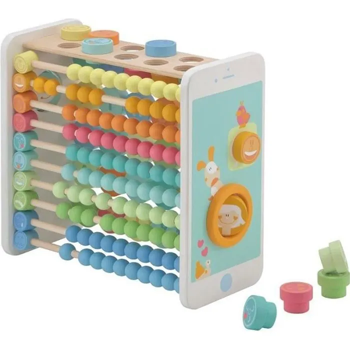 Jeu d'éveil en bois 4 en 1 - SEVI - Boulier et Alphabet 2.0 - Enfant - Mixte - A partir de 3 ans - Multicolore-0