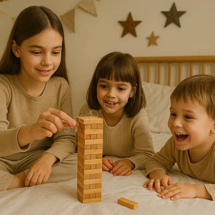 Jeu de la Tour Infernale En Bois Format Voyage 12 Cm Jeu d'Adresse À Empiler 36 Blocs - Dès 3 ans-3