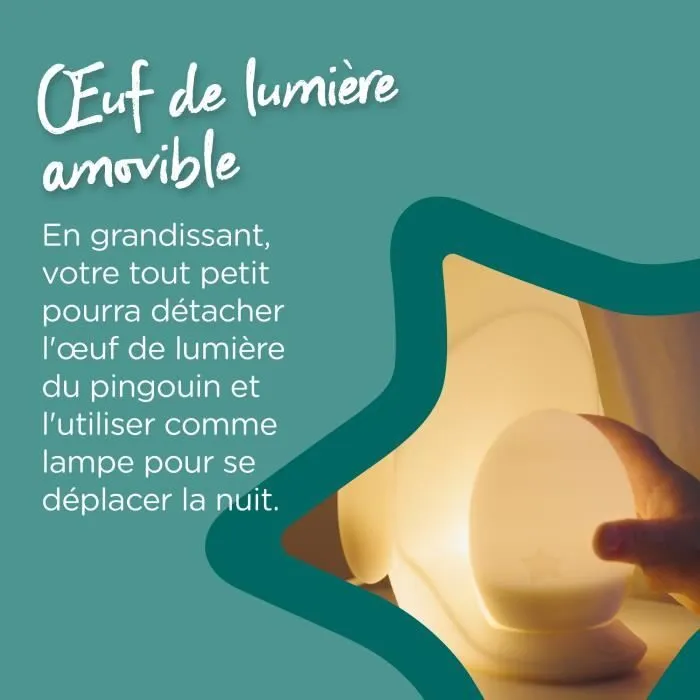 TOMMEE TIPPEE Veilleuse Pingouin 2-en-1, œuf lumineux nomade, luminosité réglable, USB-6