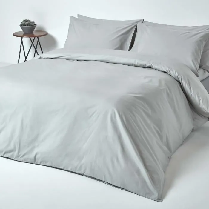 Drap-housse - HOMESCAPES - 120 x 190 cm - 100% coton Égyptien - 200 fils - Gris argenté-3
