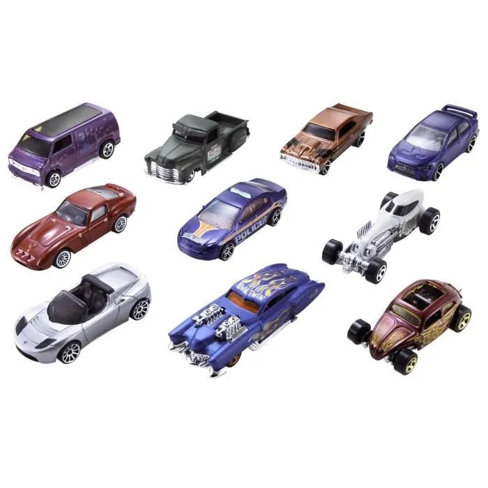Hot Wheels - Coffret De 10 Véhicules - Coffret Petites Voitures - 3 ans et + 54886-1
