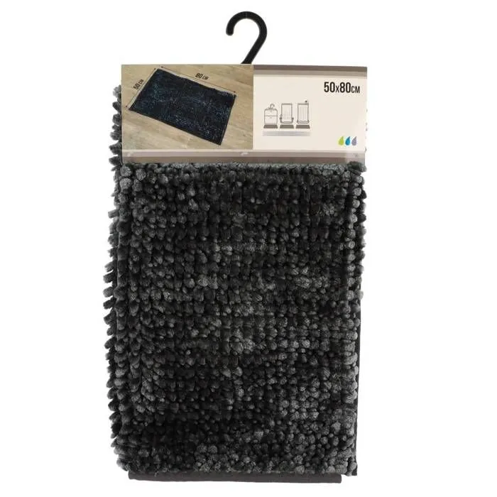 TAPIS MICROFIBRE SATINE CHENILLE 50X80CM - GRIS FONCE - Tendance-1