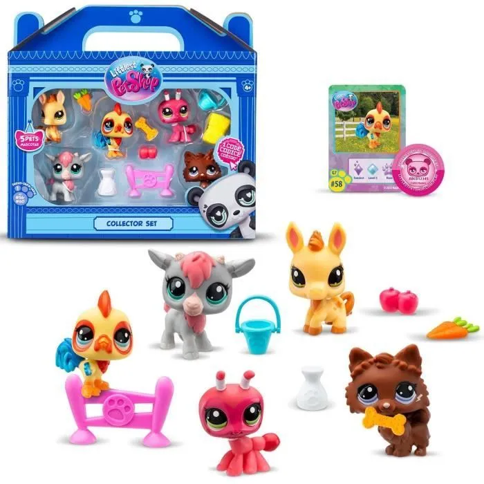 BANDAI - Littlest Pet Shop - Collector Set Thème de la ferme - 5 animaux et accessoires - BF00510-0