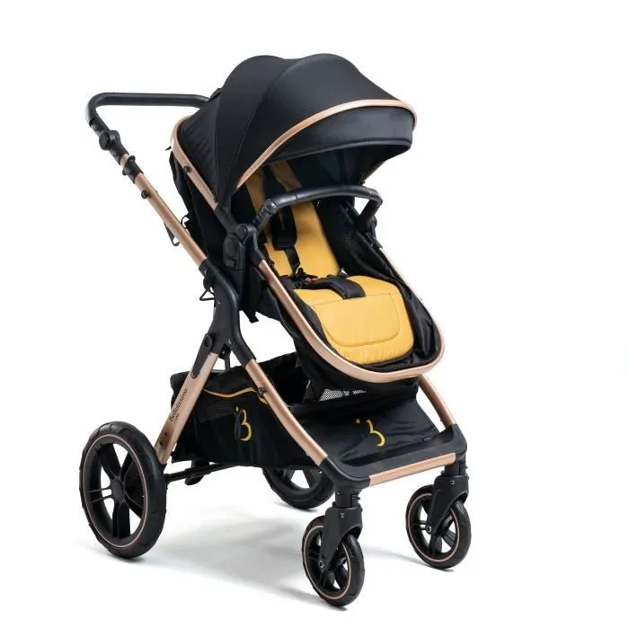 BEBELISSIMO - Poussette combinée trio 3 en 1 - siège auto 0m – nacelle – dès la naissance – jusqu’à 22kg – Gold Edition-1