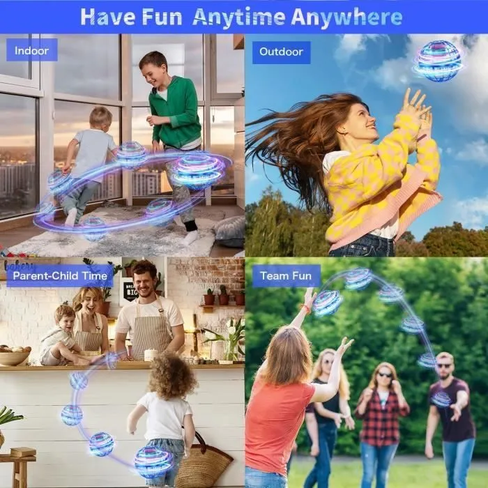 Boule Volante Lumineuse, Magique Balle Volante Flying Boomerang Ball Spinner, Ballon Volant Lumineux Drone Hoverball, Jouet Cadeau-3