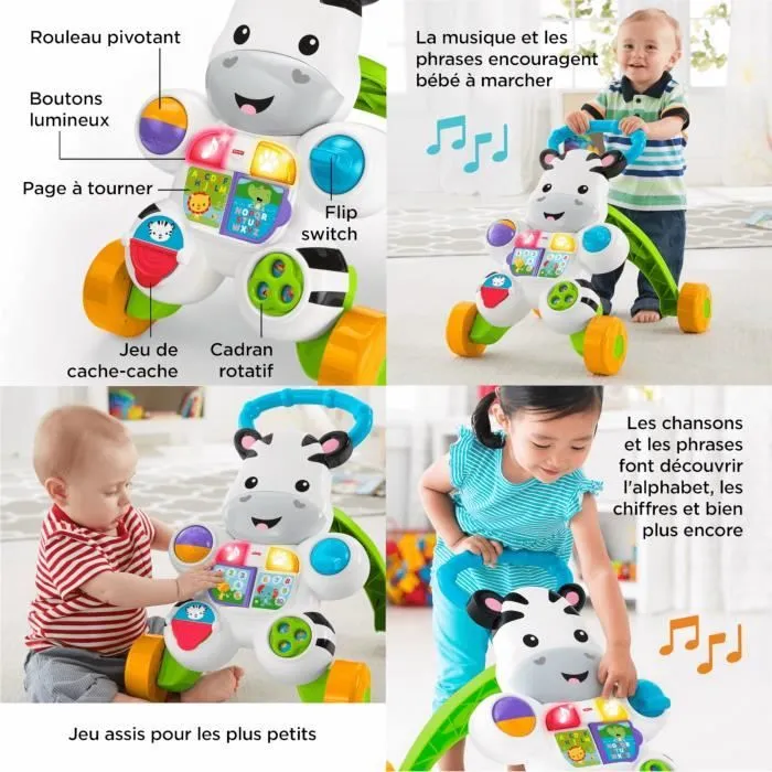 Fisher-Price - Mon Trotteur Zèbre Parlant - Trotteur bébé - 6 mois et + DLD96-2