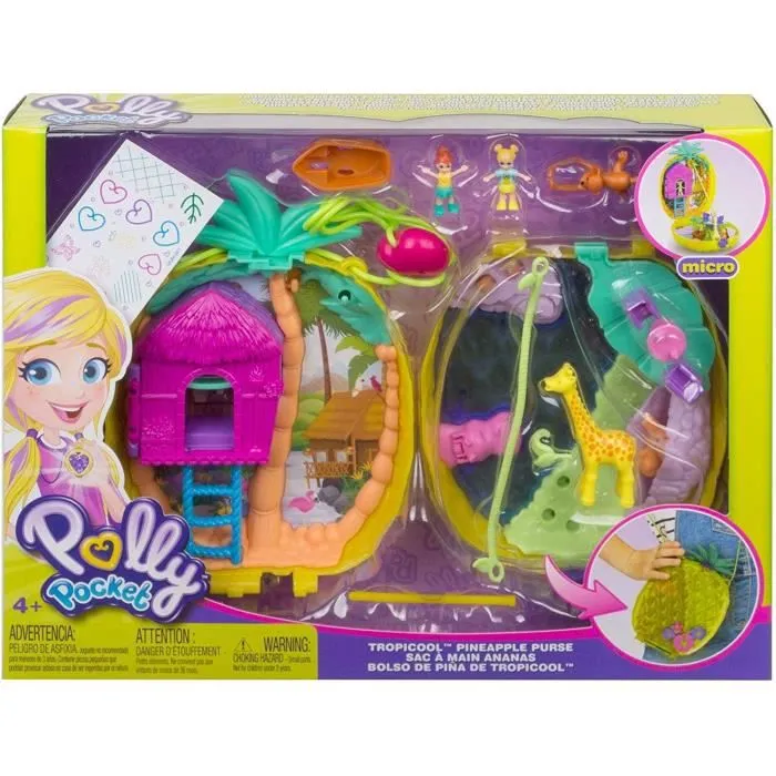 Polly Pocket - Sac à Surprises Safari Ananas - Figurines miniatures - Jaune - 4 ans et +-4