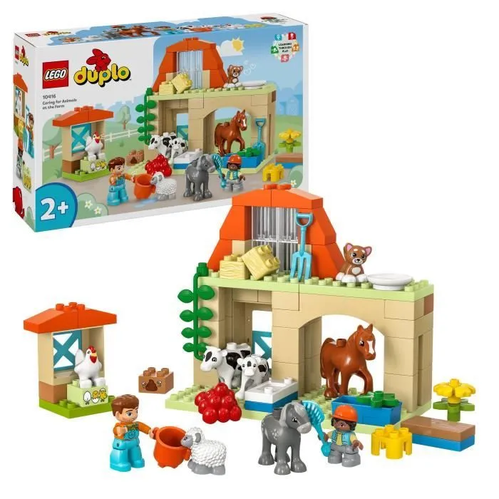 LEGO® 10416 DUPLO Ma Ville Prendre Soin des Animaux de la Ferme, Jouet Éducatif pour Bébés, Maison, Figurines de Chevaux-0