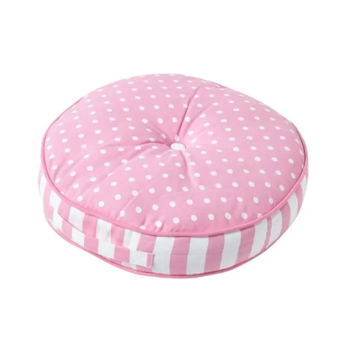 Coussin de sol - Homescapes - Rond - Ø 43 cm - Rose - Pois-0
