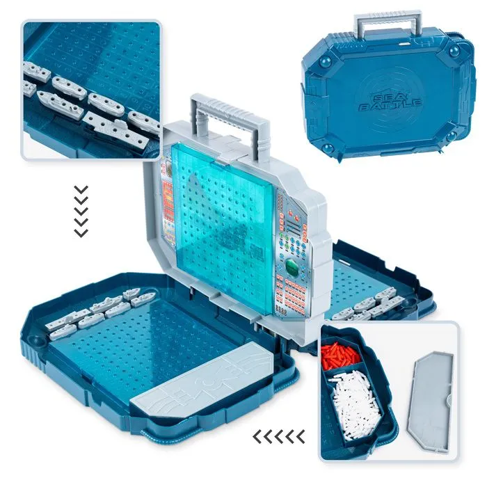 Jeu de stratégie BANKSHELL – Bataille navale en valise pour 2 joueurs avec bateaux et marqueurs – compact et malin-3