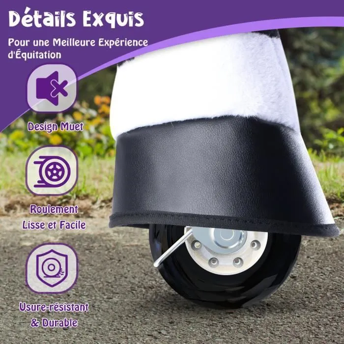 PonyCycle - Jouet Cheval à Monter pour Enfant - Modèle E - Taille 3 - Roulette Peluche - Noir-3