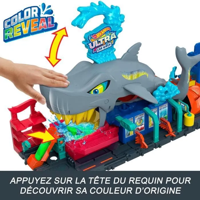 Hot Wheels City-Station de Lavage Requin-Coffret voiture Color Reveal HTN82-3