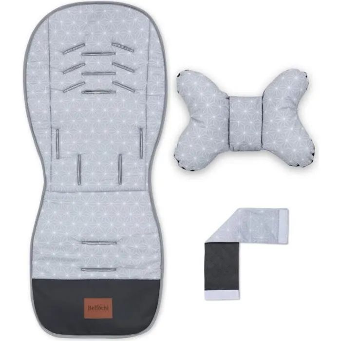 Bellochi Coussin Poussette Universel Été Matelas Poussette Universelle avec Coussin Anti-Choc - Coton et Velours - Bleu-0
