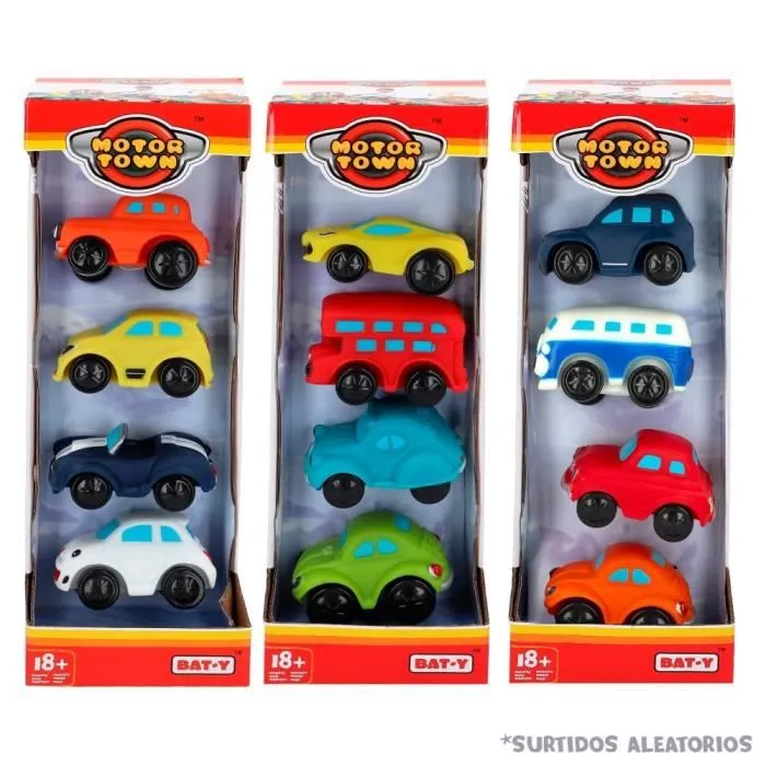 Lot de 4 voitures molles Motor Town - Rouge - Jouet pour 18 mois et plus-1
