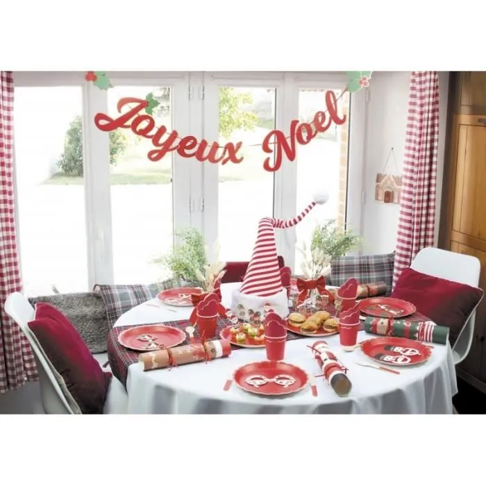 Guirlande - PARTY PRO - 913800 - 2 mètres - Plastique rouge - Joyeux Noël-0