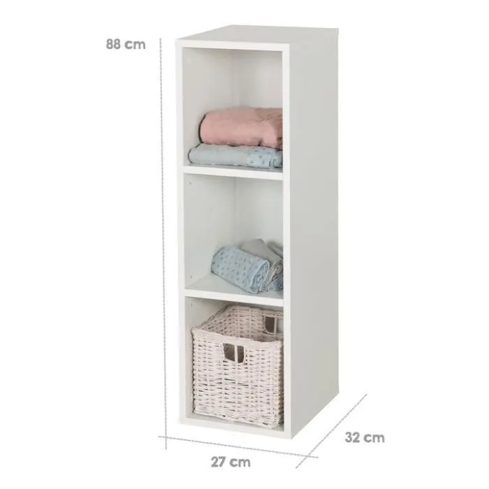 Meuble Étagère - ROBA - Cube de Rangement à 3 Cases - Blanc - Enfant-3