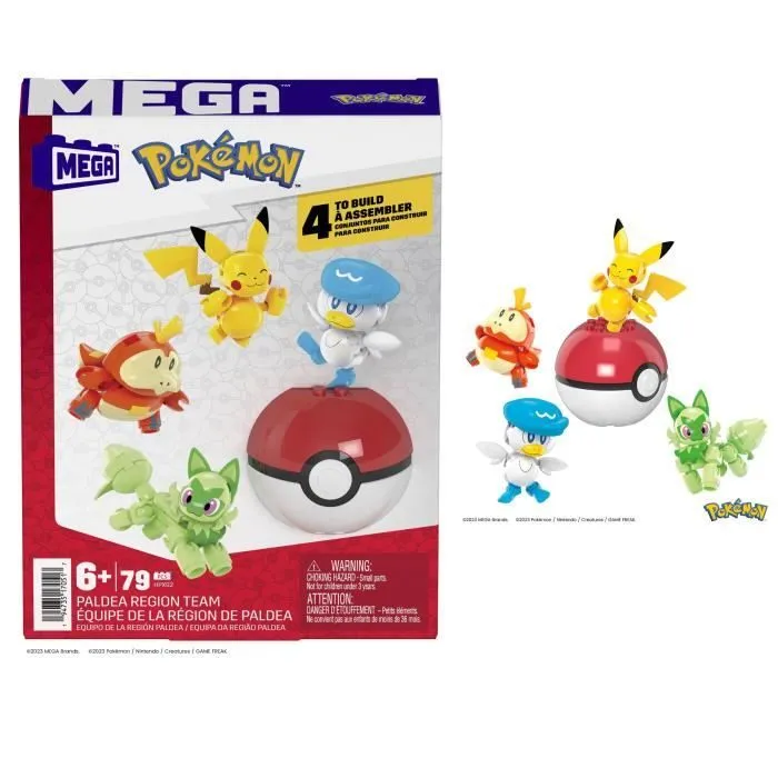 MEGA-Pokémon-Coffret construction 4 figurines et 1 Poké Ball (79 pcs) HPX92-0