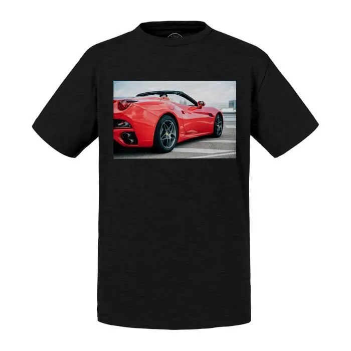T-shirt Enfant Noir Belle Voiture de Sport Rouge 3-0
