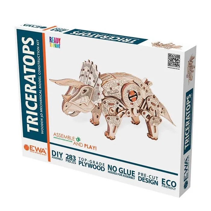 Jeu de construction - Triceratops - Casse-tête mécanique en bois - Marron - 14 ans et plus - Intérieur-1