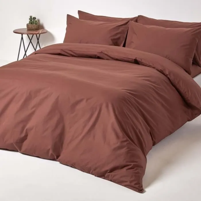 Drap plat uni 100% coton égyptien 200 fils chocolat 240 x 300 cm-3