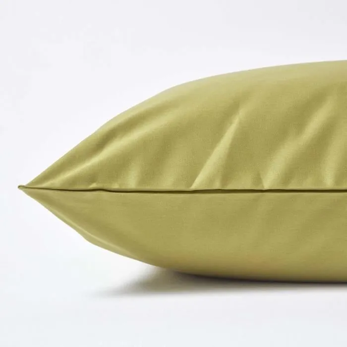 Taie d'oreiller en percale de coton 1000 fils Vert Olive, 60 x 60 cm-1