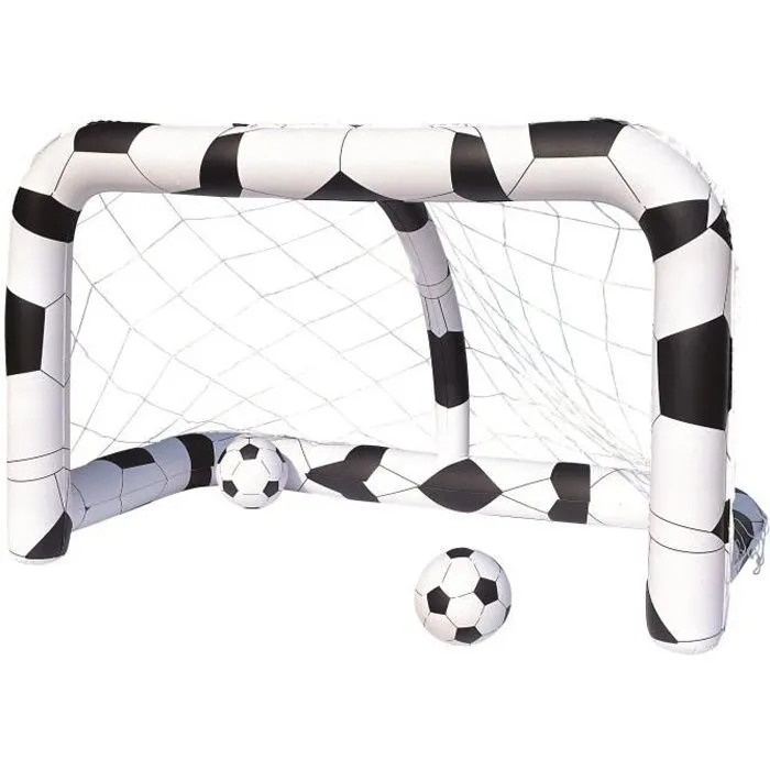But de football gonflable pour enfant - BESTWAY - Dimensions 213x177x125cm - PVC - Blanc et noir-0