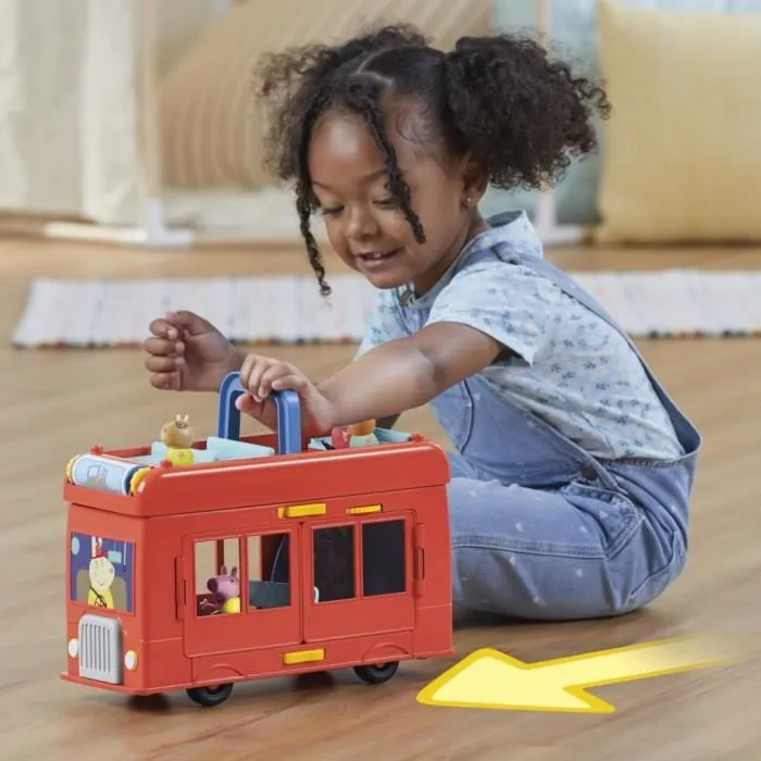 Peppa Pig, coffret Bus en fête 2 en 1 avec 3 figurines et 13 accessoires, jouets préscolaires pour filles et garçons, dès 3 ans-2