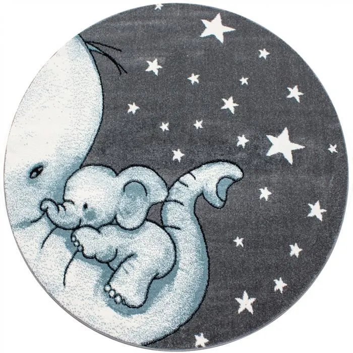Tapis Enfant - DUMBOO - 120x120cm - Bleu - Polypropylène - Motifs DUMBOO-0