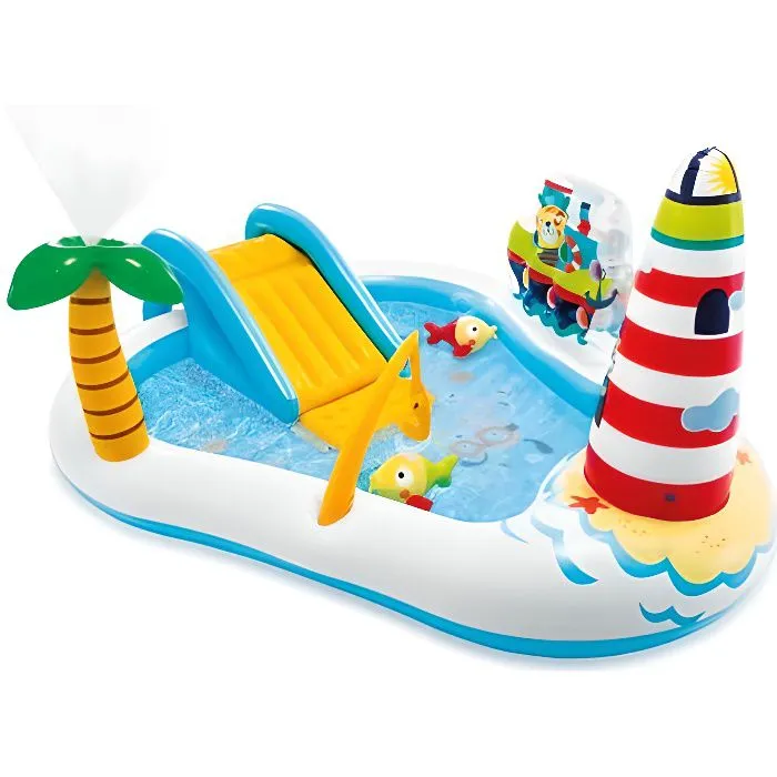 Aire de Jeux Sea Paradise - INTEX - Ovale - PVC - Fontaine-palmier - Toboggan - 182 litres-0