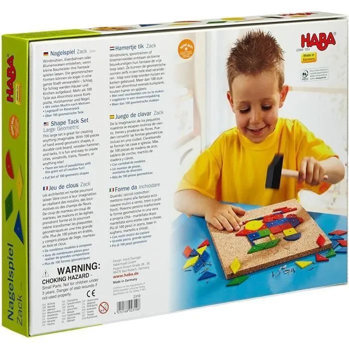 Jeu de marteau et clous - HABA - Formes à clouer - Set de 100 pièces - Pour enfant à partir de 3 ans-3