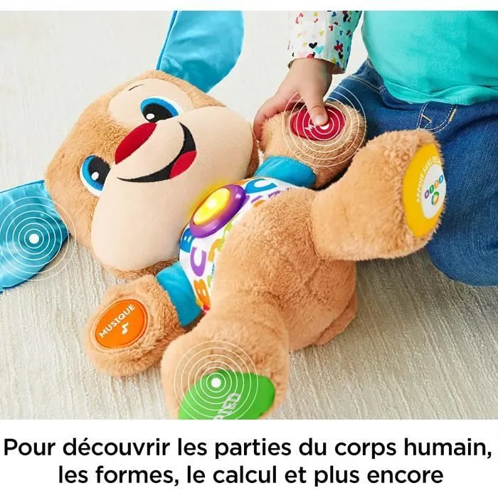 Fisher-Price Puppy Eveil Progressif jouet bébé, peluche interactive, plus de 75 chansons et 3 niveaux d'apprentissage, V. française-2