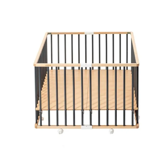 Parc pliant carré GABY avec plancher réglable et roulettes Hybride Anthracite-3