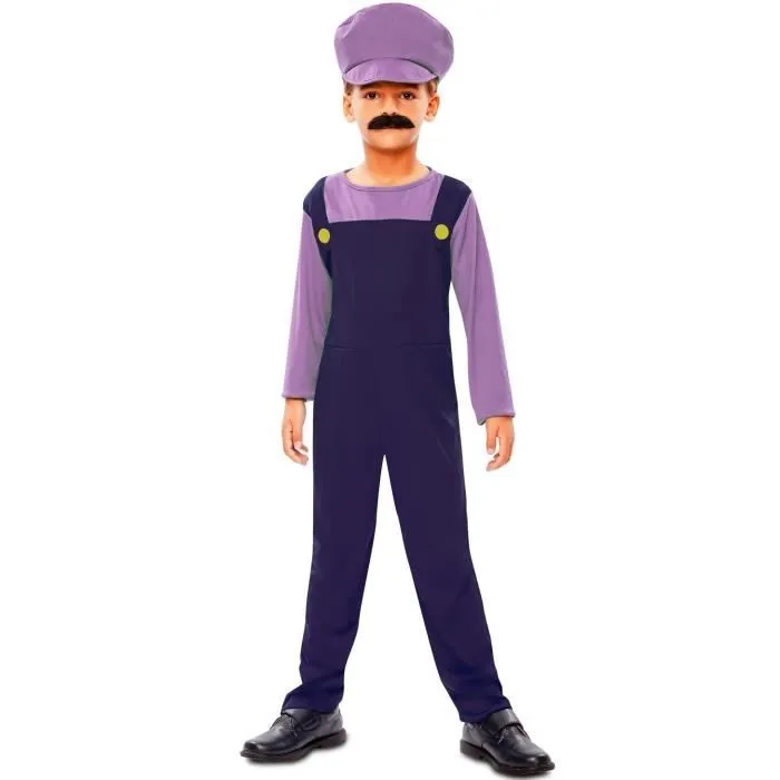 Déguisement Waluigi plombier enfant - EUROCARNAVALES, SA - Noir - Mario - Pour carnaval et soirées à thème-0