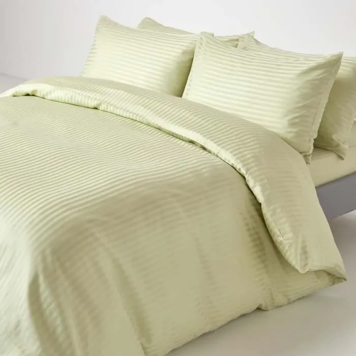 Drap-housse rayé 120 x 190 cm 100% coton égyptien 330 fils coloris vert sauge-3