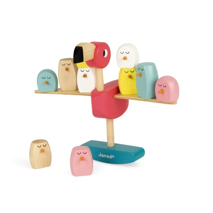 Jeu d'équilibre flamant rose en bois JANOD - Dès 3 Ans-1