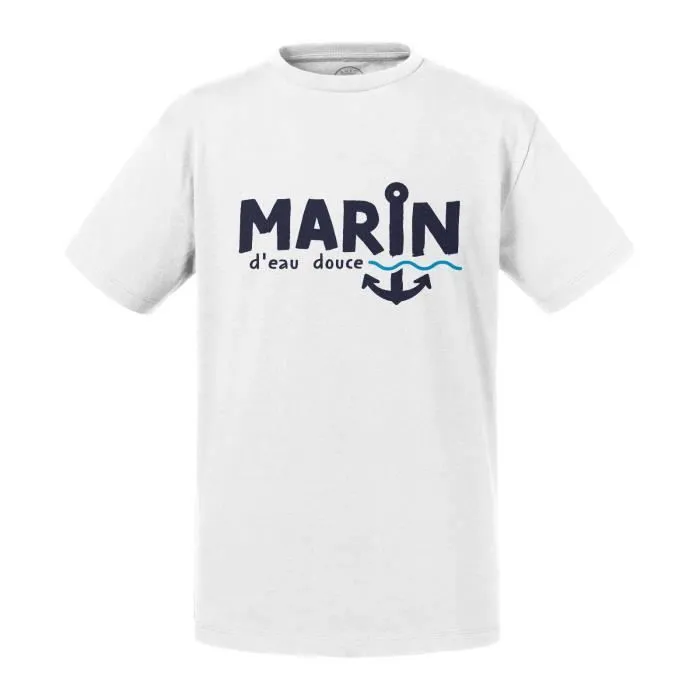 T-shirt Enfant Blanc Marin d'Eau Douce Expression Humour France Bateau-0