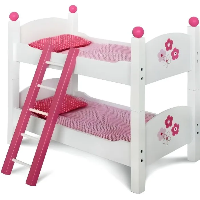 Lit superposé pour poupée - Poupée - Modèle Fiori - Rose - Enfant - Fille-0