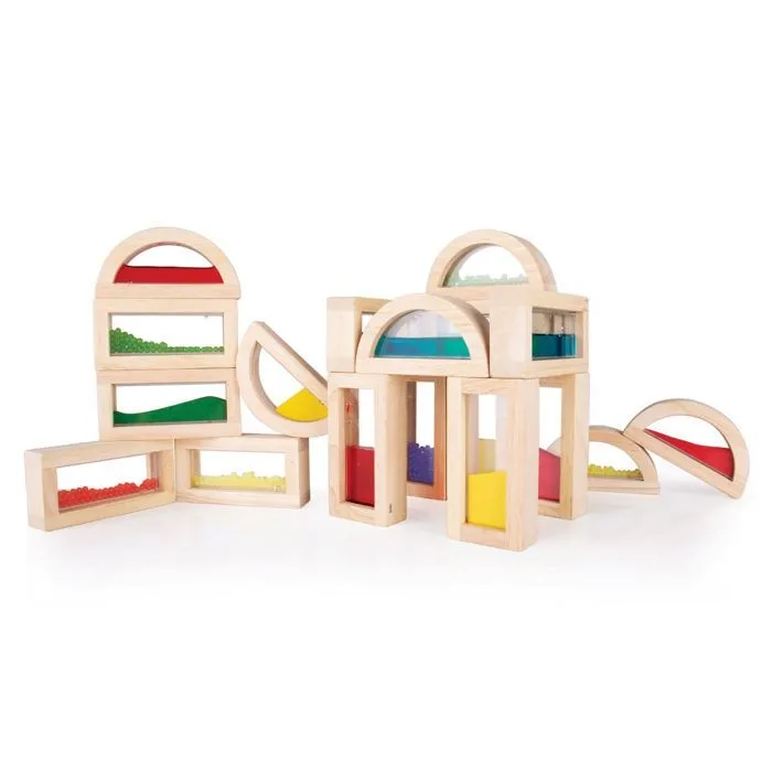 Jeux éducatifs - Guidecraft - 18 Blocs sensoriels - 2 formes - Sable, eau, billes - 18 pièces-4