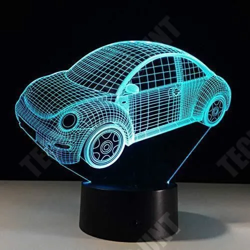 TD® Veilleuse 3D de bureau Commande tactile Sept couleurs réglables Extérieur de la voiture Lumière d'illusion-3