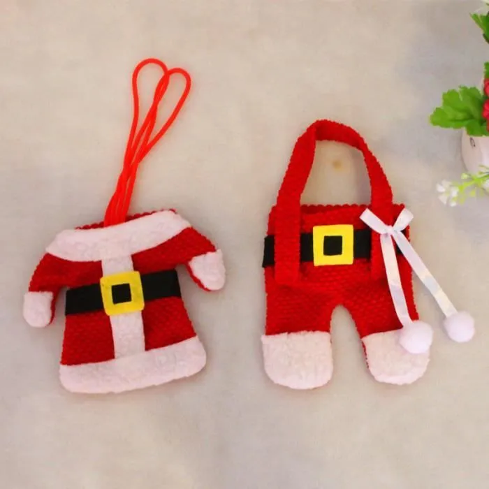 1 Set de Noël Père Noël Argenterie Couverts poches Holder 1 trouse +1 top chemise-1